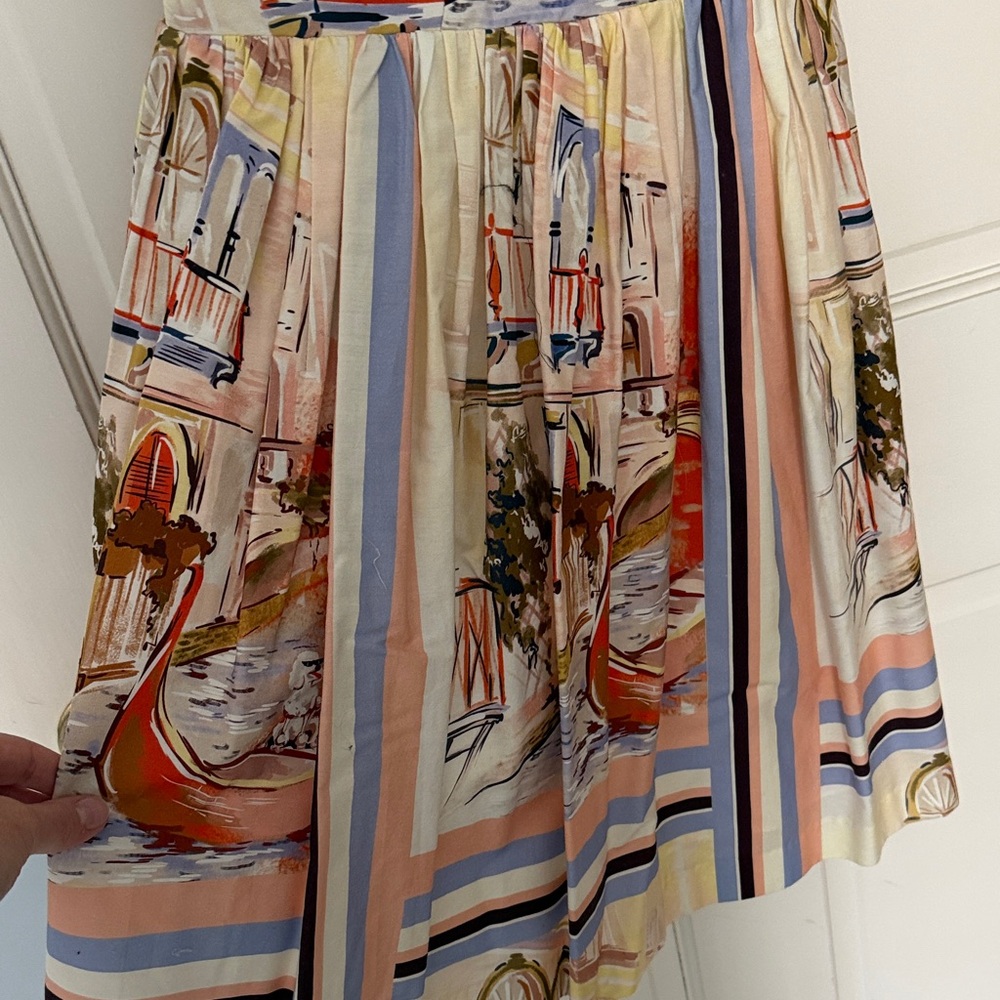 Amanda Uprichard Cream, Blue and Peach Striped Dress - Picture 4 of 6